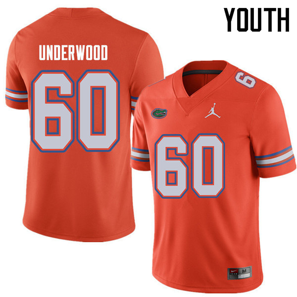 Jordan Brand Youth #60 Houston Underwood Florida Gators College Football Jerseys Sale-Orange - Click Image to Close